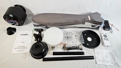 54" Ceiling Fan w Light Indoor Outdoor Fan w/ 6 Speeds Brown w Remote Control - Image 1 of 4