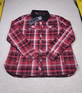 Harley Davidson Heritage Shirt Jacket Silver Wing Womens XL Red Black Plaid - Picture 1 of 12