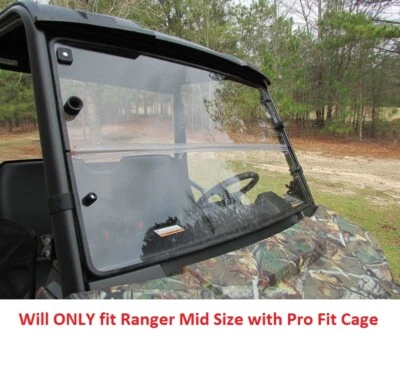 Seizmik Versa Folding Fold Uncoated Poly Full Windshield Ranger Mid Size 10-19 - Image 1 of 4