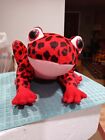 Red Frog Plush Stuffed Animal Black Spots Pink belly 11.5" Big Eyes King Plush