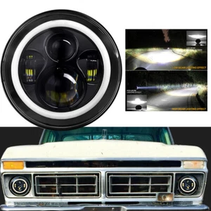 Faros LED redondos DOT de 7 pulgadas de haz alto bajo para Ford Bronco 1966-1978 negros - Imagen 1 de 9