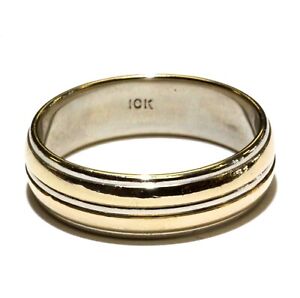 10k yellow white gold two tone 7mm mens wedding band ring 7.1g size 12.25