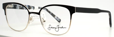 SEAN JOHN SJLO6014 001 Black Gold Womens Square Eyeglasses 54-21-145 B:44 - Image 1 of 4