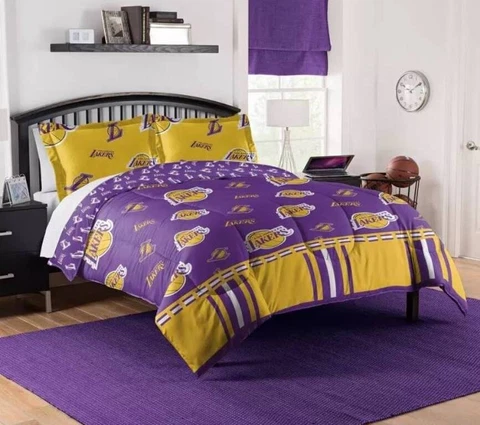 Los Angeles Lakers NBA Rotary Queen Bed in a Bag Set-T837835345 Cover