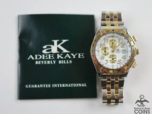 Adee Kaye Japan Quartz Chronograph Stainless Steel Case & Band Men's Wrist Watch