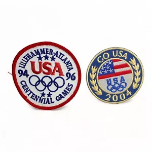 Go USA 2004 Olympics Embroidered Patch Lot 1994 1996 Atlanta Lillehammer Games - Picture 1 of 4