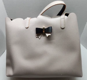 Shopping Tote Bag Womens Large White Vinyl Purse - Picture 1 of 7