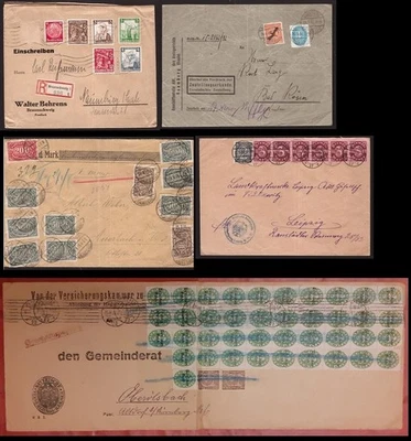 Germany, five old multifranked covers   -DH82 - Image 1 of 4