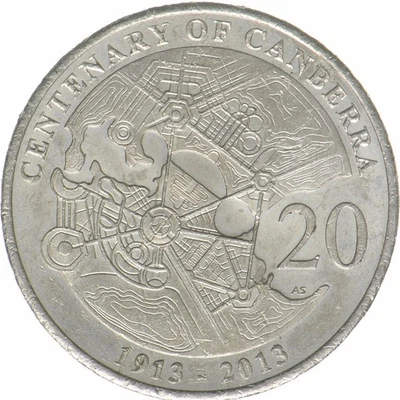 Australia | 20 Cents Coin | Centenary of Canberra | KM:2080 | 2013 - Image 1 of 4