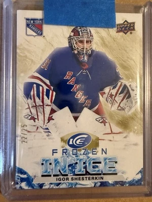 2021-22 Upper Deck Ice Frozen In Ice Gold, UNRIPPED, Igor Shesterkin #FI-6 22/25 - Image 1 of 2