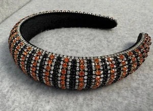 Diadema Diadema Naranja Negro Cristal Diadema Ancha Brillo Joya - Imagen 1 de 7