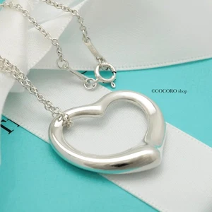 Tiffany & Co. Peretti Open Heart 27mm Pendant Necklace 18.1" Silver 925 w/Pouch - Picture 1 of 12
