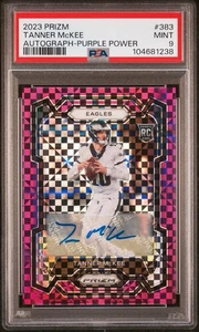 2023 Tanner McKee Prizm Purple Power Auto /49 Eagles Rookie #383 PSA 9 SP POP 4 - Picture 1 of 3