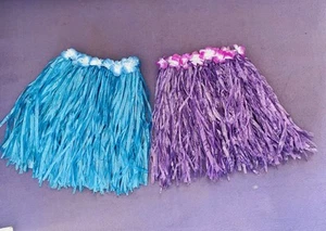 2 x Ladies Hawaiian Hula Grass Flower Skirts Size 6-8-10 Festival Party Costume - Picture 1 of 6