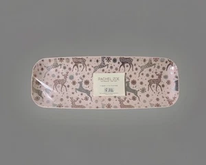 Rachel Zoe Pink with Metallic Reindeer  Serving Platter 3 Count Holiday 17.5” - Bild 1 von 7