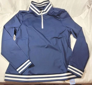 CEGOLFS Women's Long Sleeve Quarter Zip Stripe Performance Golf Shirt - M - Picture 1 of 3