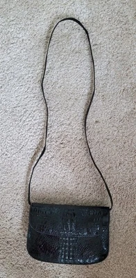 Vintage Crocodile  Shoulder Bag Crossbody Purse Vintage Black Evening Clutch VTG - Image 1 of 4