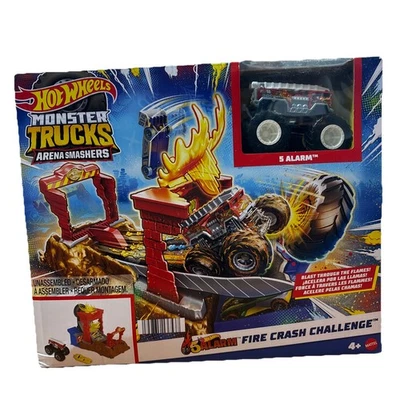 HOT WHEELS MONSTER TRUCKS ARENA SMASHERS 5 ALARM FIRE CRASH CHALLENGE WITH TRUCK - Image 1 of 4