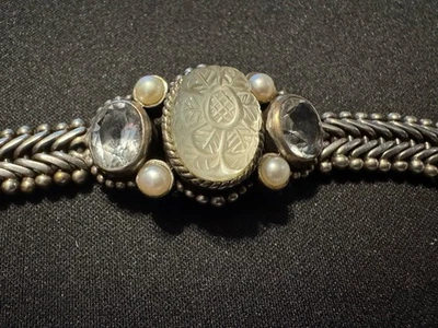 Brazalete de plata de ley vintage Stephen Dweck de cristal tallado - amatista-peridoto Foto 1 de 4