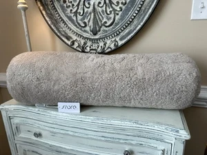 Fibre By Auskin Shorn Sheepskin Bolster Cushion Oatmeal 30”x8” NWT OB - Picture 1 of 7
