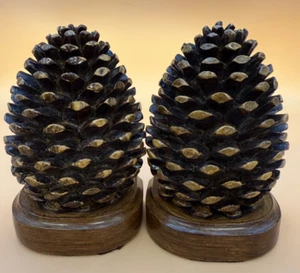 Vintage Cast Composite Pinecone Bookends, Late 20th Century - Picture 1 of 10