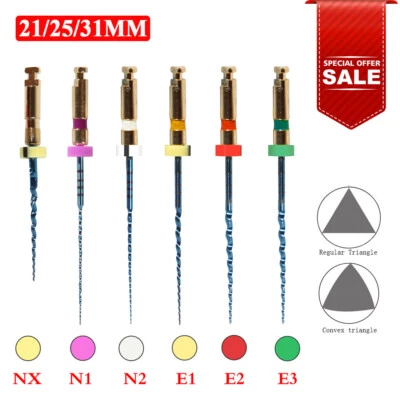 6件装牙科Endo旋转文件X-Pro金锥形NITI根管文件21/25/31毫米 — 第 1/4 张图片
