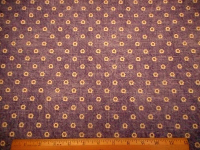 Civil War Reproduction Fabric By Yard Purple Beige Floral on Dusty Purple Cotton - Image 1 of 2