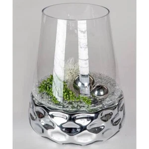 Kristallglas Windlicht DOTS konisch rund H. 44cm D. 35cm silber Glas Formano - Bild 1 von 1