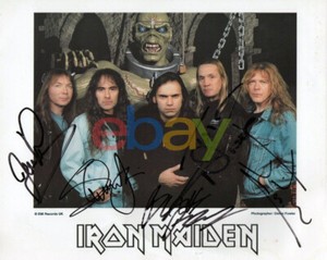 Iron Maiden Band Autographed 8X10 Photo Harris McBrain Murray 1990s reprint