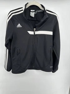 Youth Adidas Size Youth M Climacool Track Jacket Black White Stripes Full Zip - Picture 1 of 3