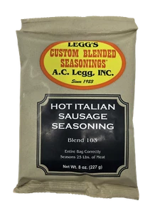 AC Legg's Hot Italian Sausage Seasoning Blend 103 - 8 oz Bag - Seasons 25 lbs - Picture 1 of 8