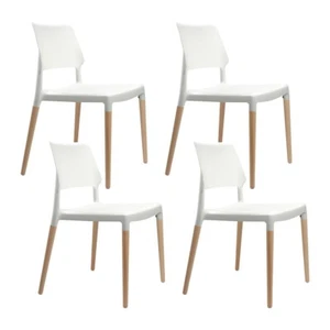 Artiss 4x Dining Chairs Belloch Replica Stackable Kitchen Chair Plastic Wooden - Picture 1 of 7