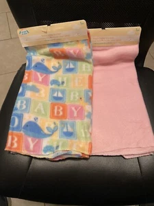 Lot Of 2 Soft Fleece Baby Blankets  Angel of Mine New With Tags 30”X 30” - Picture 1 of 9