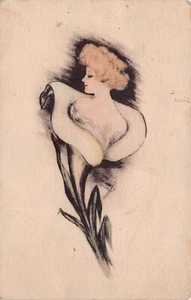 1910 Pretty Beautiful Lady Woman Flower Cobb Shinn Postcard - Picture 1 of 2