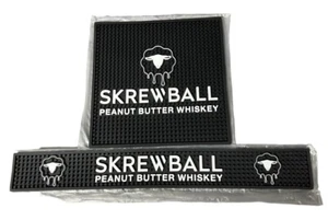 Skrewball Peanut Butter Whiskey Bar Rubber Spill 11.25” Mat & Long 24” Rail Mat - Picture 1 of 4