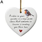 A Robin In The Garden Ceramic Heart, Sympathy gift, Bereavement Ornament A