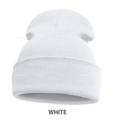 Gorro Gorra Tejido Liso Calavera Puños Invierno Cálido Slouchy Hombres Mujeres Clásico CF Foto 1 de 4