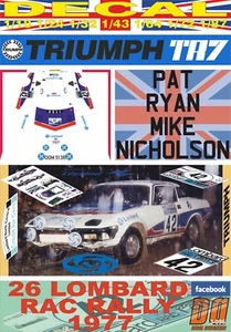 DECAL TRIUMPH TR7 PAT RYAN RAC R. 1977 DnF (06) - Picture 1 of 1