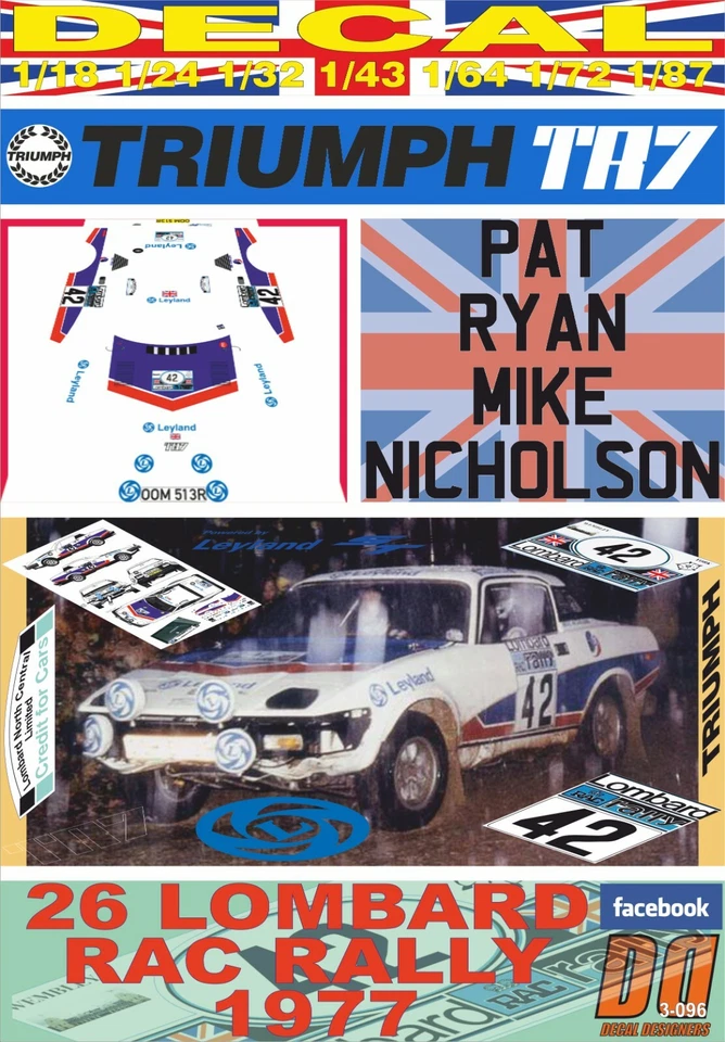 DECAL TRIUMPH TR7 PAT RYAN RAC R. 1977 DnF (06) - Image 1 of 1