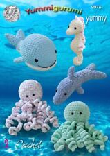 King Cole Crochet Pattern Octopus Whale Seahorse Dolphin 9076