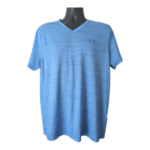 Under Armour Heatgear T-Shirt Blue Slub Knit Men's Size L - Picture 1 of 6