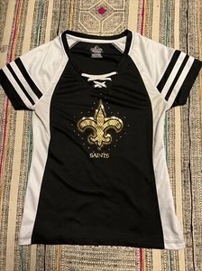 Majestic New Orleans Saints Womens Sequined Rhinestone Jersey (S) Small Shirt - Picture 1 of 4