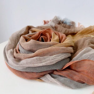Women Men Casual Linen Cotton Scarf Wrap Shawl Tassel Striped Lightweight Scarf - Picture 1 of 14