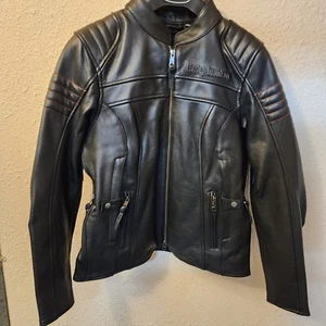 Harley Davidson Heather Avenue Triple Vent Leather Riding Jacket Women Sz Large - Picture 1 of 5