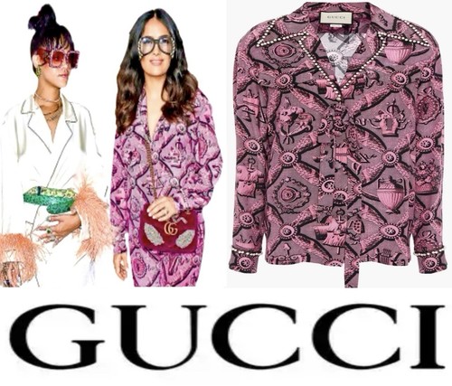 4K Nuova Gucci 2017 Rosa Barbie Logo Perla Giacca 40 42 44 4 6 8 T Shirt Top S M L