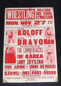 RARE 1978 wrestling poster IVAN KOLOFF DINO BRAVO ZBYSZKO DE NUCCI HILLSIDE NJ - Picture 1 of 1