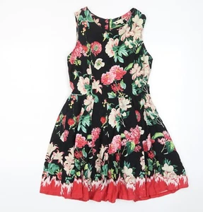 Yumi Womens Floral Cotton Blend Fit & Flare Size 12 Boat Neck Plea - Picture 1 of 10