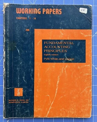 1978 Welsch & Anthony Working Papers Fundamentals of Financial Accounting Workbk Foto 1 de 4