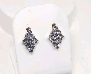 Tanzanite Stud Earrings in 10ct Yellow Gold - Picture 1 of 9