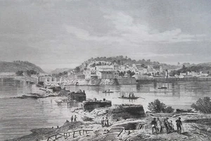 Puente destruido Harper's Ferry - Grabado impreso antiguo de la era de la Guerra Civil de 1865 - Imagen 1 de 3